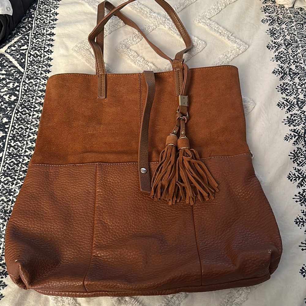 Pleather light brown tote bag